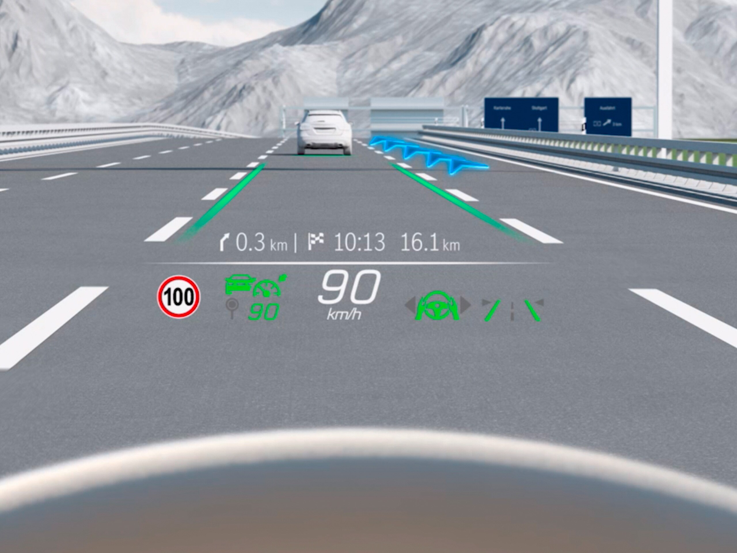 The video shows the head-up display.