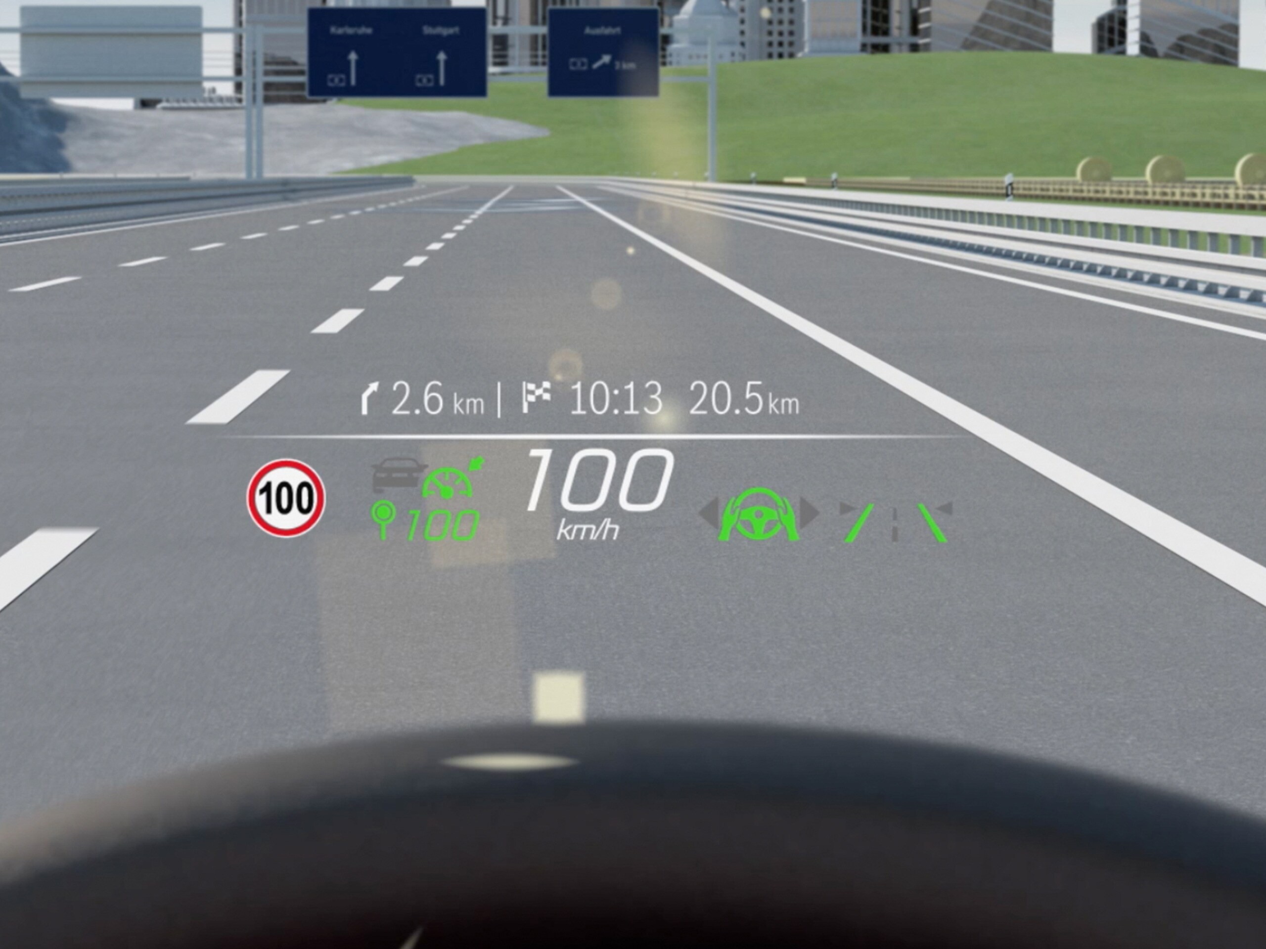 The video shows the head-up display.